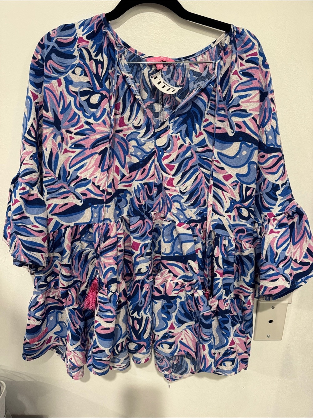 Simply Southern Pink & Blue Wavy Floral Tunic
